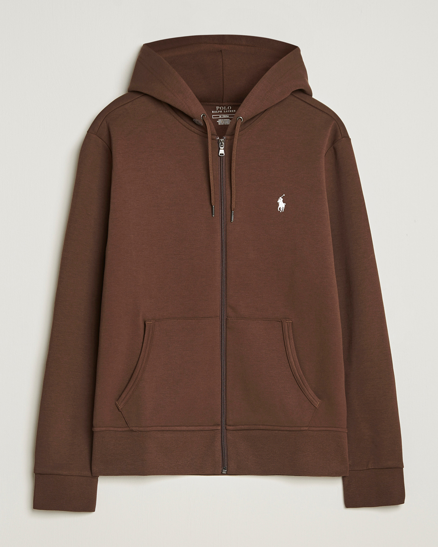 Herre | Trøjer | Polo Ralph Lauren | Double Knitted Full-Zip Hoodie Branch Brown