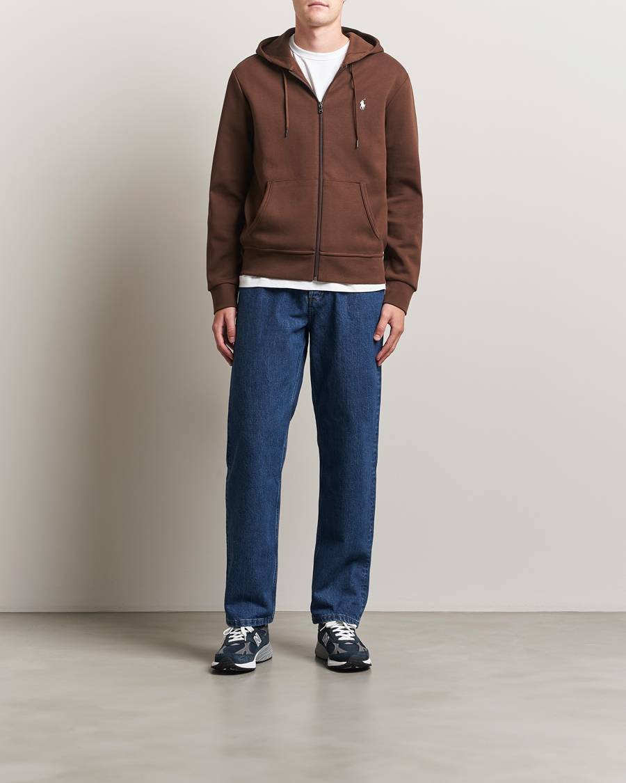 Herre | Trøjer | Polo Ralph Lauren | Double Knitted Full-Zip Hoodie Branch Brown