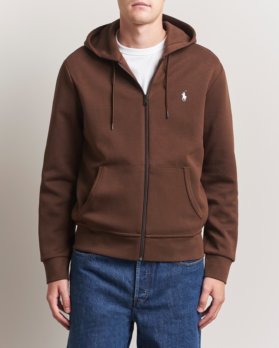 Herre | Trøjer | Polo Ralph Lauren | Double Knitted Full-Zip Hoodie Branch Brown