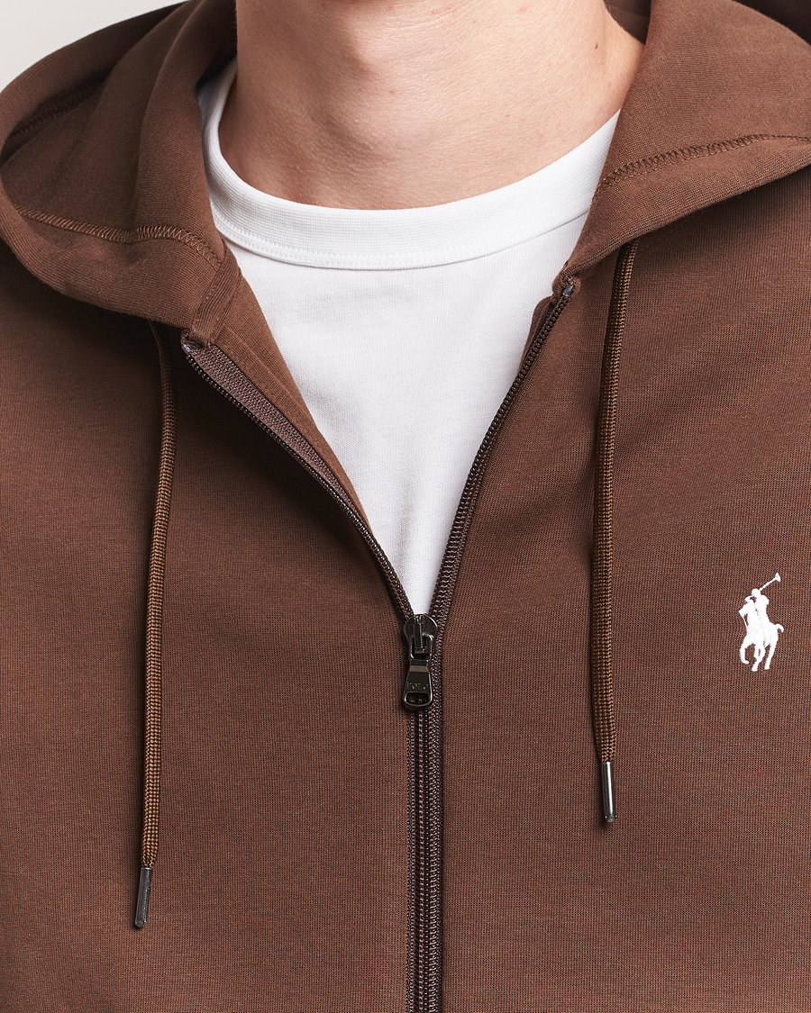 Herre | Trøjer | Polo Ralph Lauren | Double Knitted Full-Zip Hoodie Branch Brown