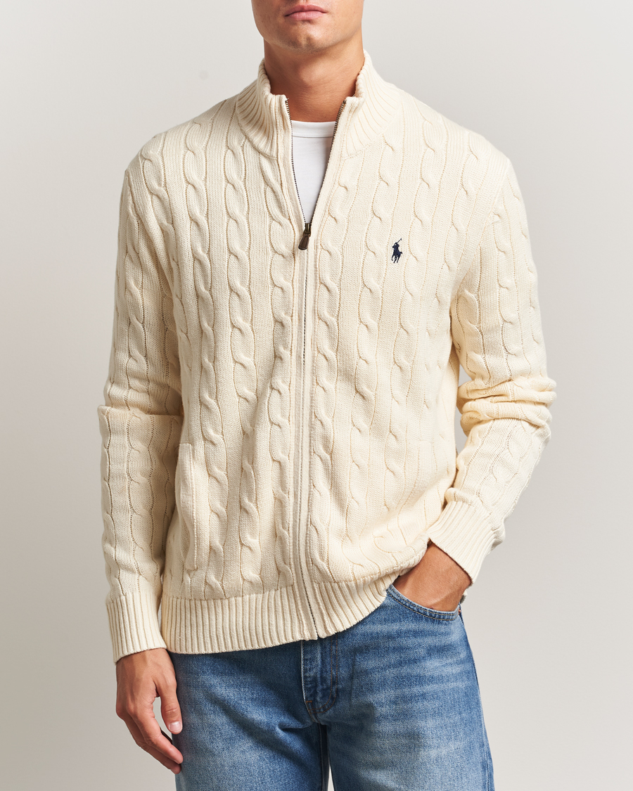 Herre | Trøjer | Polo Ralph Lauren | Cotton Cable Full Zip Andover Cream