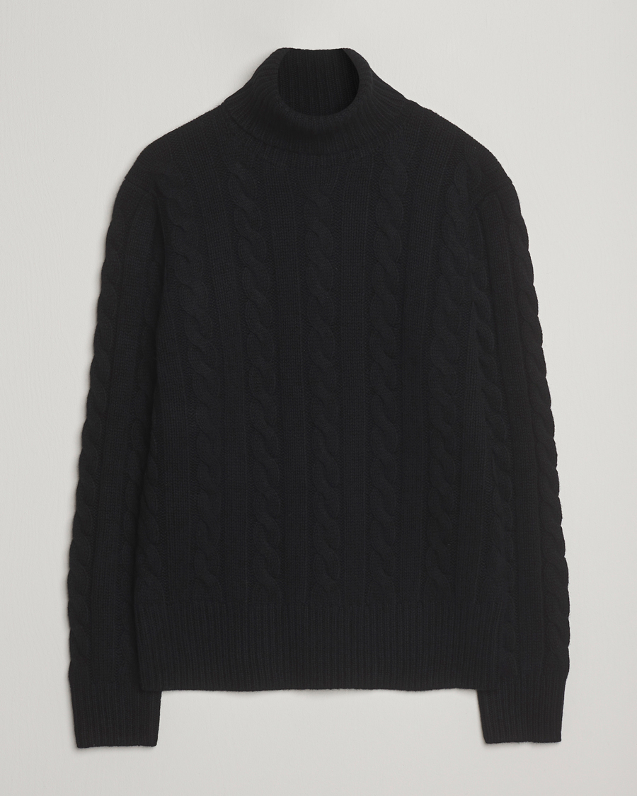 Herre | Trøjer | Polo Ralph Lauren | Wool/Cashmere Cable Rollneck Polo Black