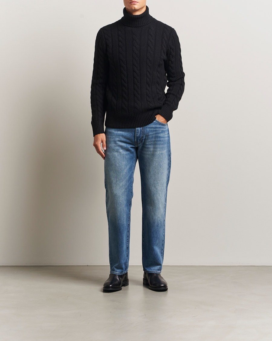 Herre | Trøjer | Polo Ralph Lauren | Wool/Cashmere Cable Rollneck Polo Black