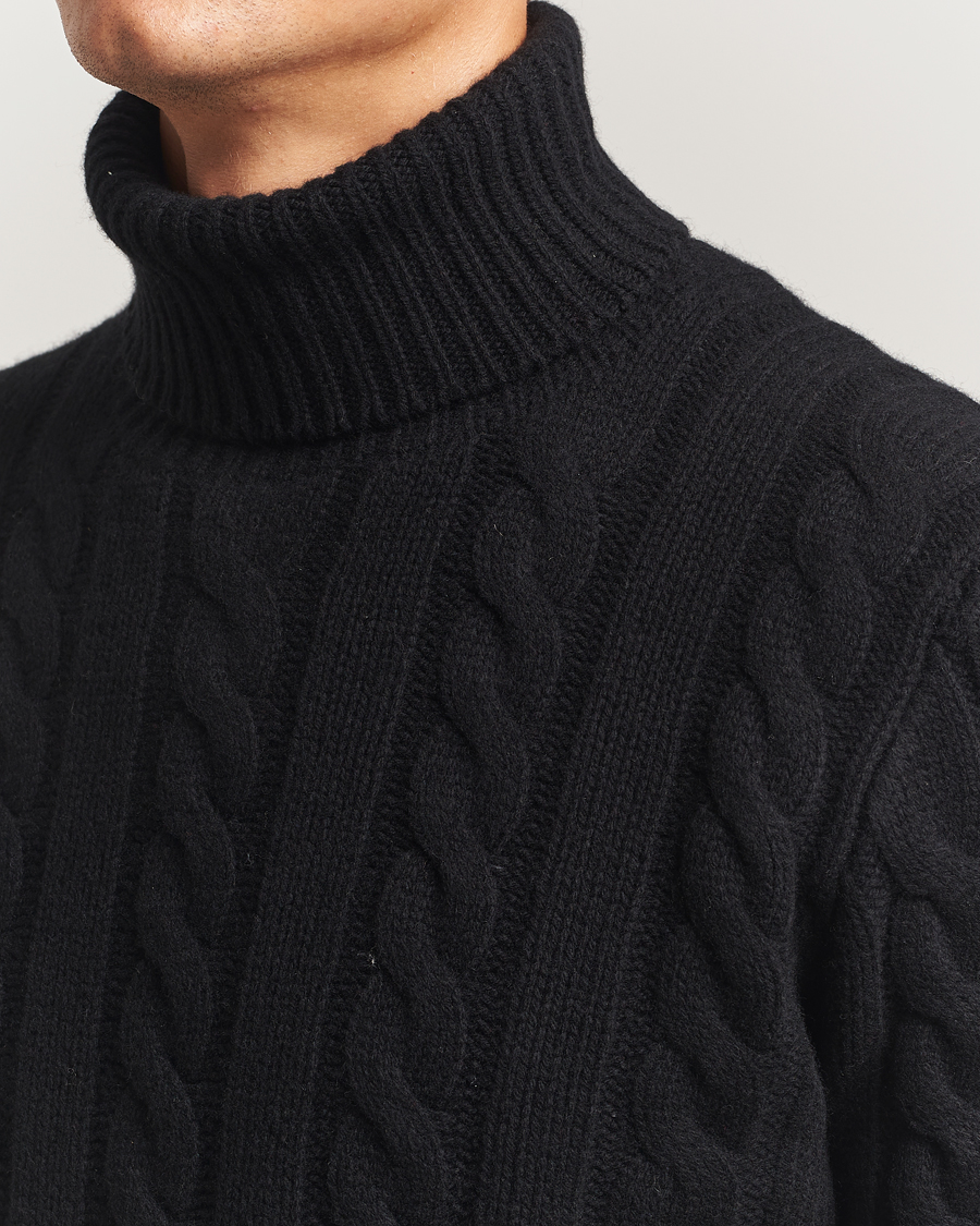 Herre | Trøjer | Polo Ralph Lauren | Wool/Cashmere Cable Rollneck Polo Black
