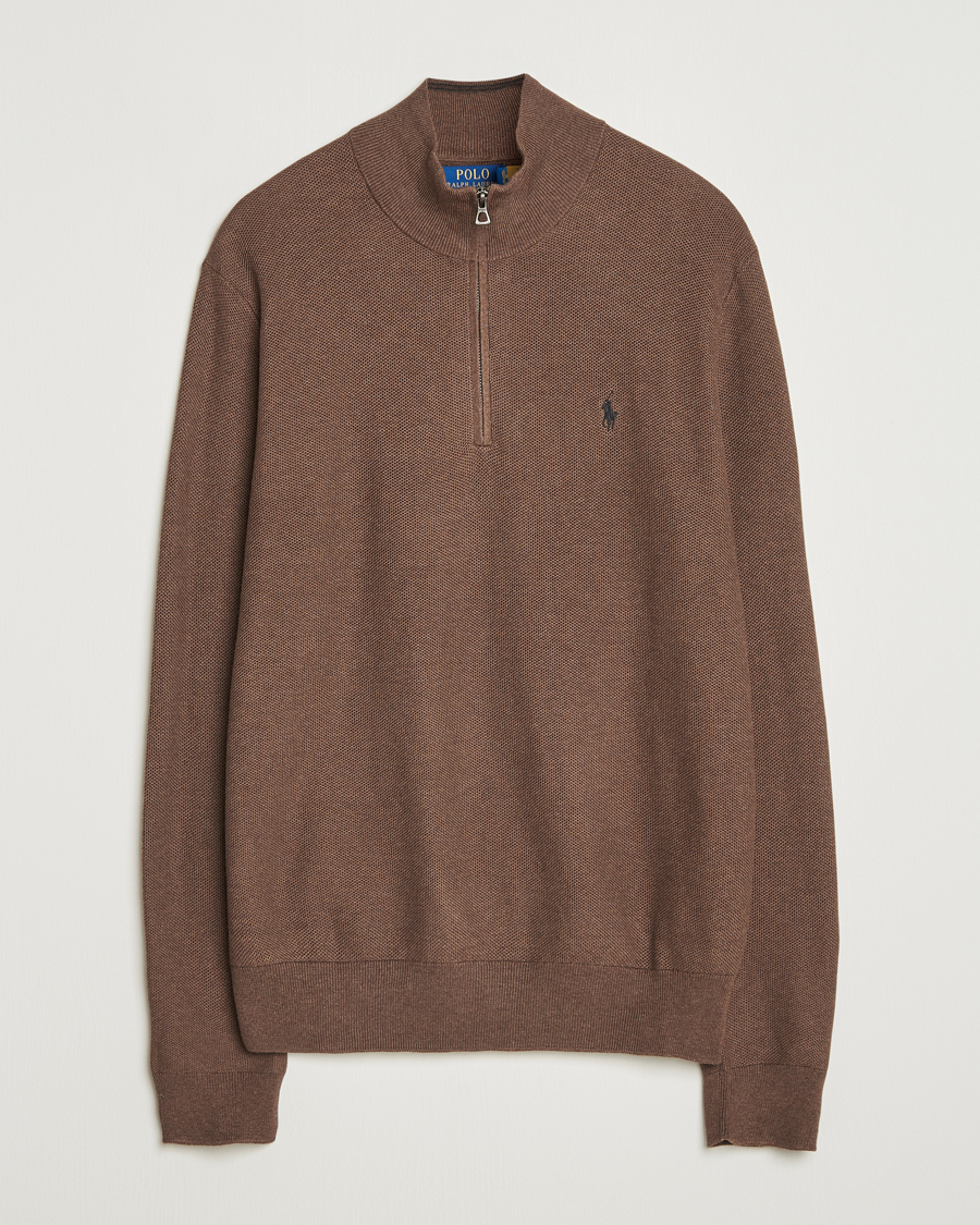 Herre | Trøjer | Polo Ralph Lauren | Textured Half Zip Nutmeg Brown