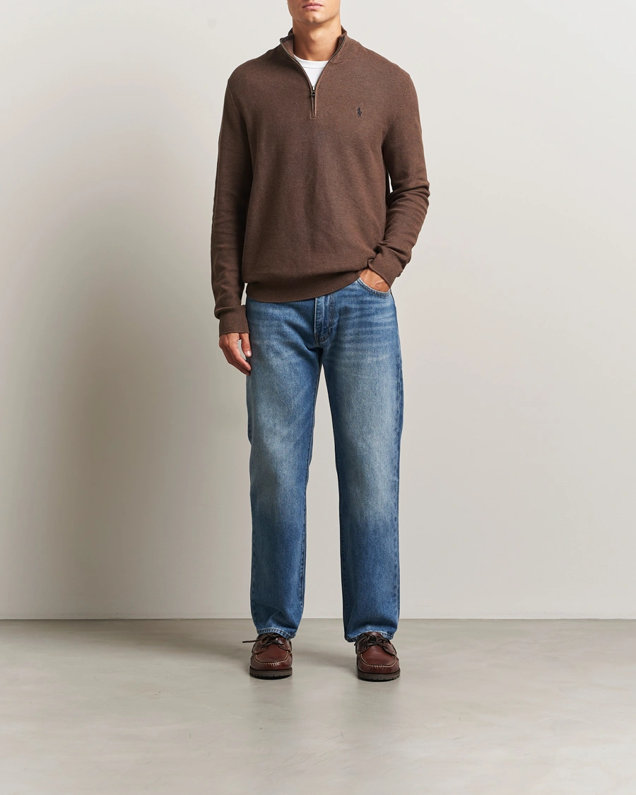 Herre | Trøjer | Polo Ralph Lauren | Textured Half Zip Nutmeg Brown
