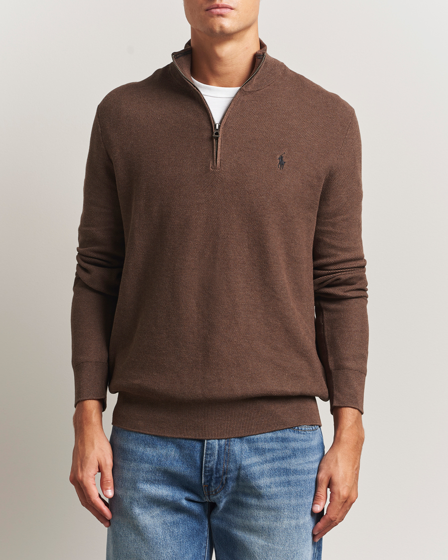 Herre | Trøjer | Polo Ralph Lauren | Textured Half Zip Nutmeg Brown