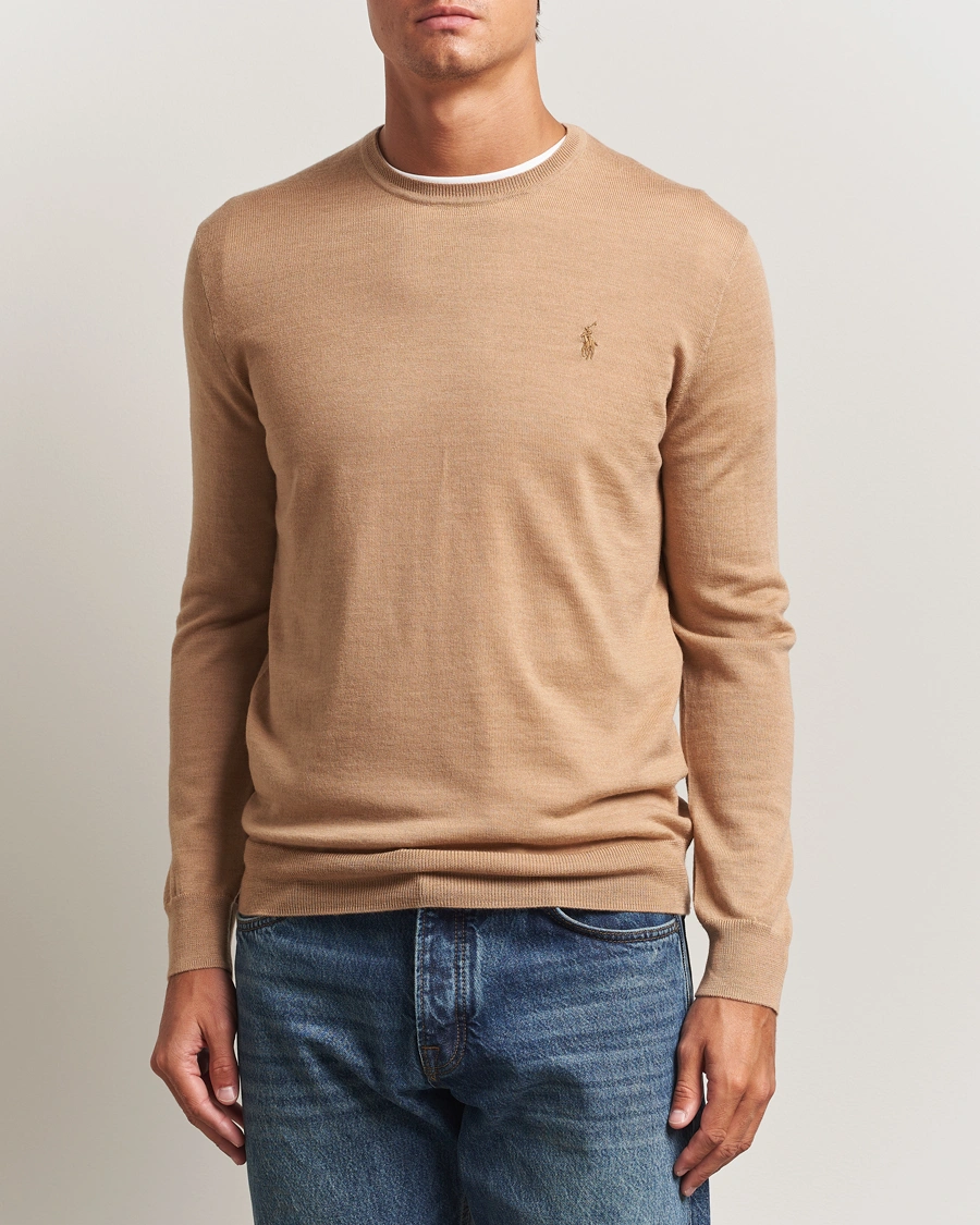 Herre | Trøjer | Polo Ralph Lauren | Merino Crew Neck Pullover Camel Melange