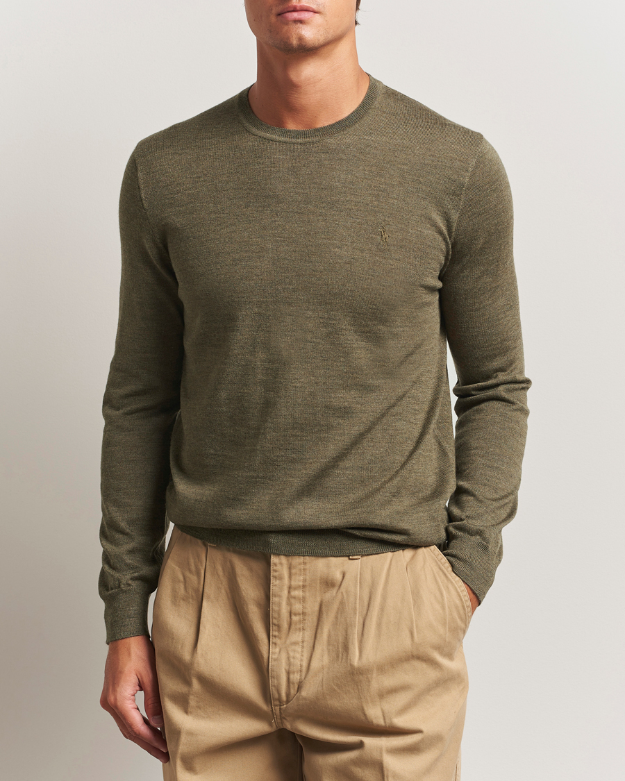 Herre | Trøjer | Polo Ralph Lauren | Merino Crew Neck Pullover Cargo Olive Heather