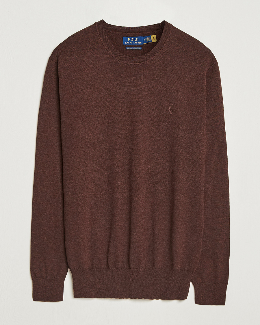 Herre | Trøjer | Polo Ralph Lauren | Merino Crew Neck Pullover Burnt Brown Melange
