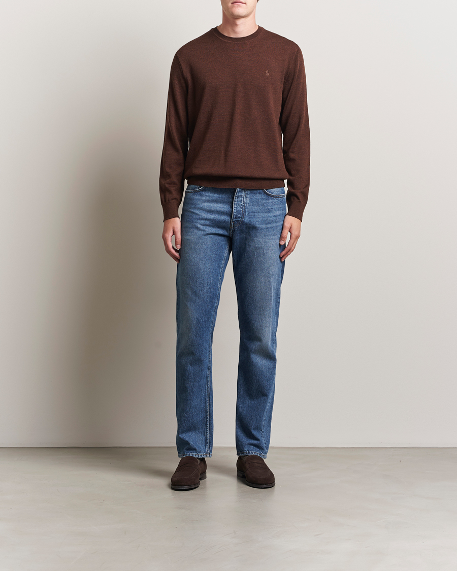 Herre | Trøjer | Polo Ralph Lauren | Merino Crew Neck Pullover Burnt Brown Melange