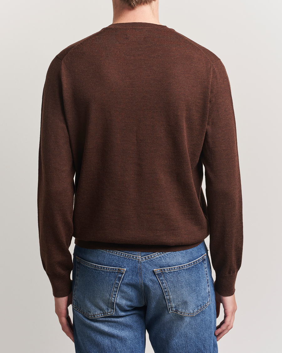 Herre | Trøjer | Polo Ralph Lauren | Merino Crew Neck Pullover Burnt Brown Melange