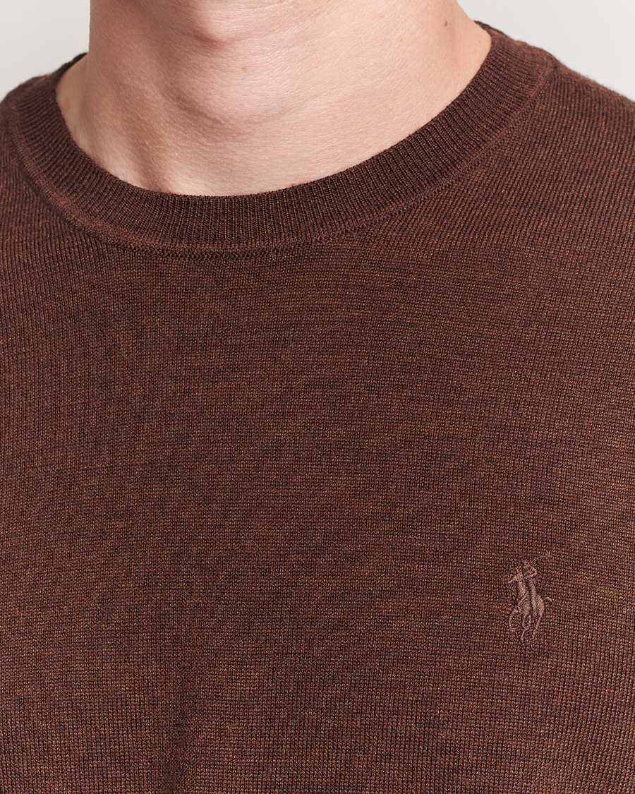 Herre | Trøjer | Polo Ralph Lauren | Merino Crew Neck Pullover Burnt Brown Melange