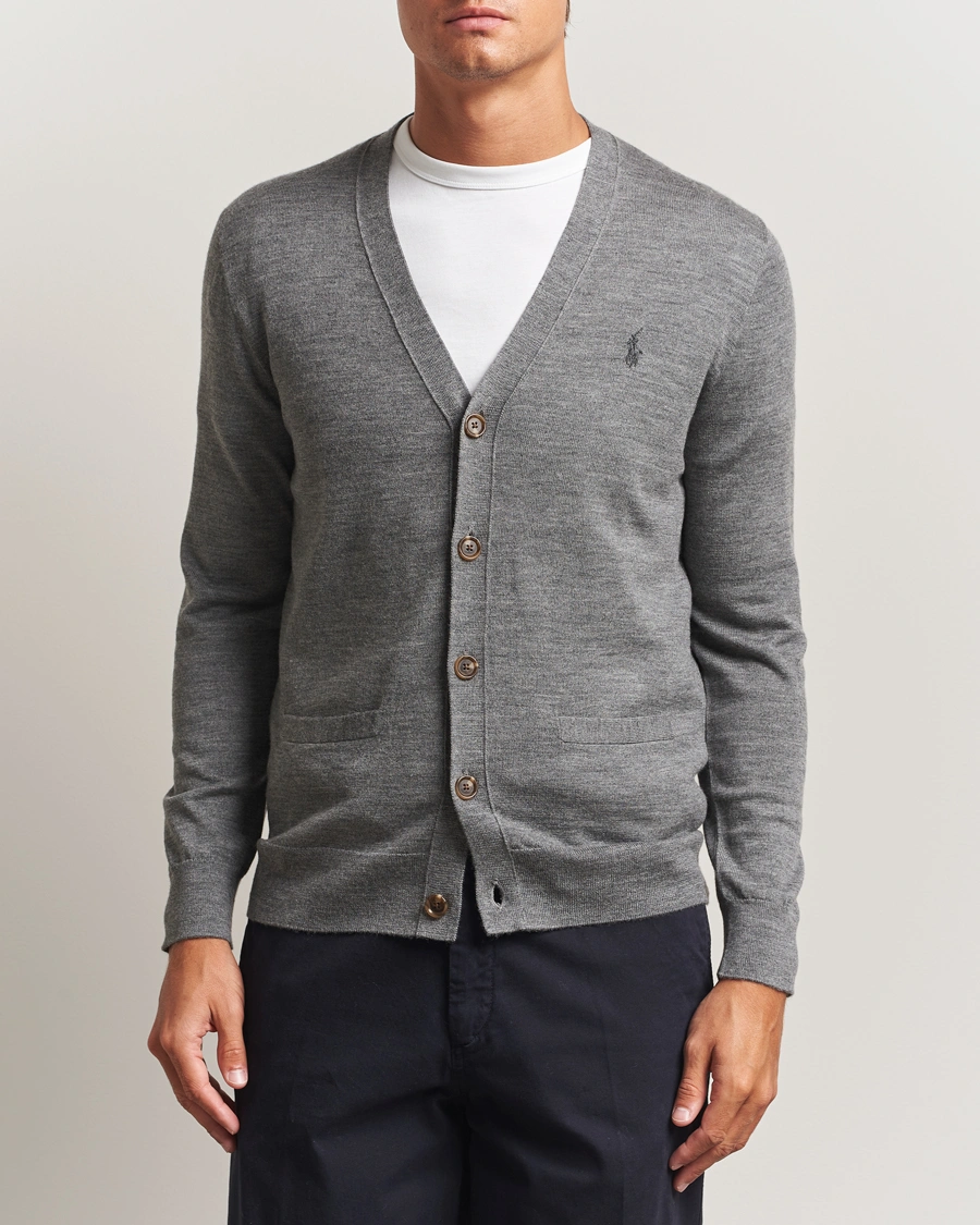 Herre | Trøjer | Polo Ralph Lauren | Merino Knitted Cardigan Fawn Grey Heather