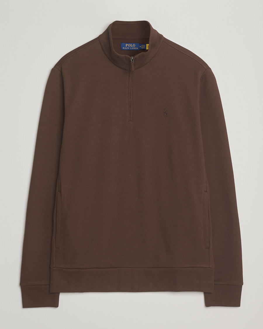 Herre | Trøjer | Polo Ralph Lauren | Double Knit Jaquard Half Zip Sweater Nutmeg Brown