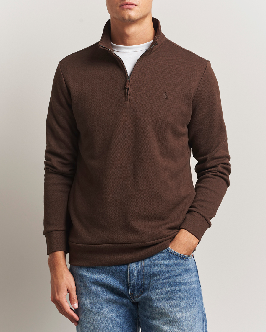 Herre | Trøjer | Polo Ralph Lauren | Double Knit Jaquard Half Zip Sweater Nutmeg Brown