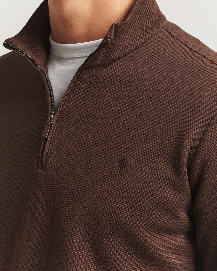 Herre | Trøjer | Polo Ralph Lauren | Double Knit Jaquard Half Zip Sweater Nutmeg Brown