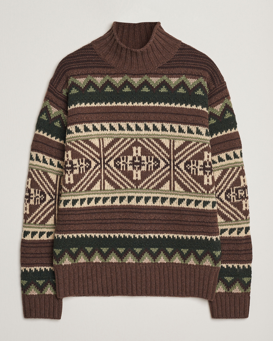 Herre | Trøjer | Polo Ralph Lauren | Wool Cotton Blend Sweater Brown Combo