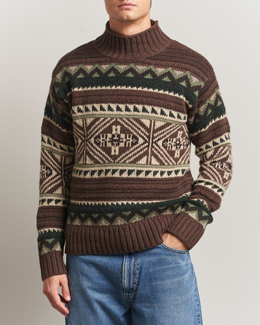 Herre | Trøjer | Polo Ralph Lauren | Wool Cotton Blend Sweater Brown Combo