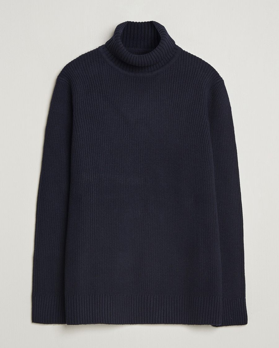 Herre | Trøjer | Charles Tyrwhitt | Chunky Merino Roll Neck Navy