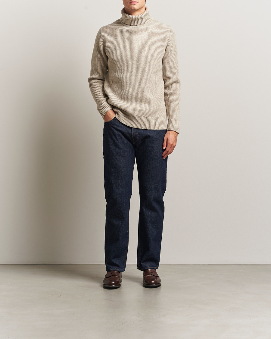 Herre | Trøjer | Charles Tyrwhitt | Chunky Merino Roll Neck Oatmeal