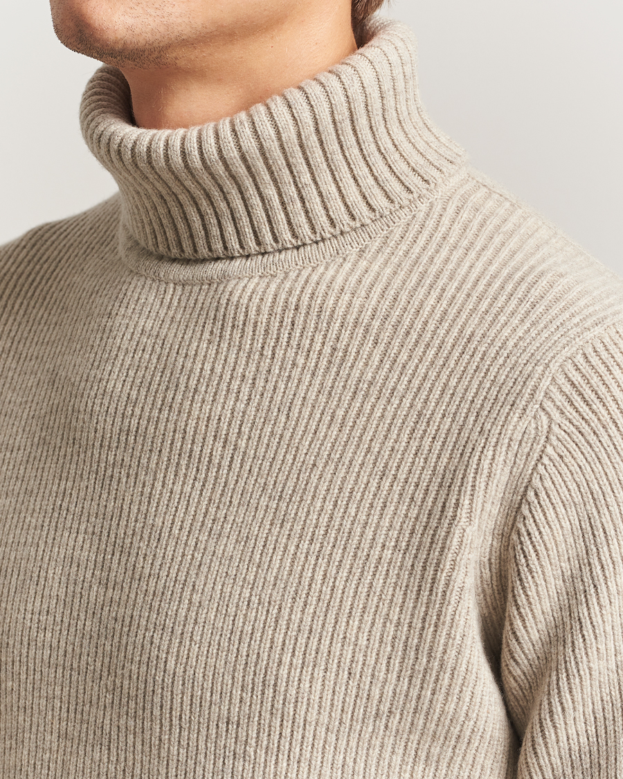Herre | Trøjer | Charles Tyrwhitt | Chunky Merino Roll Neck Oatmeal