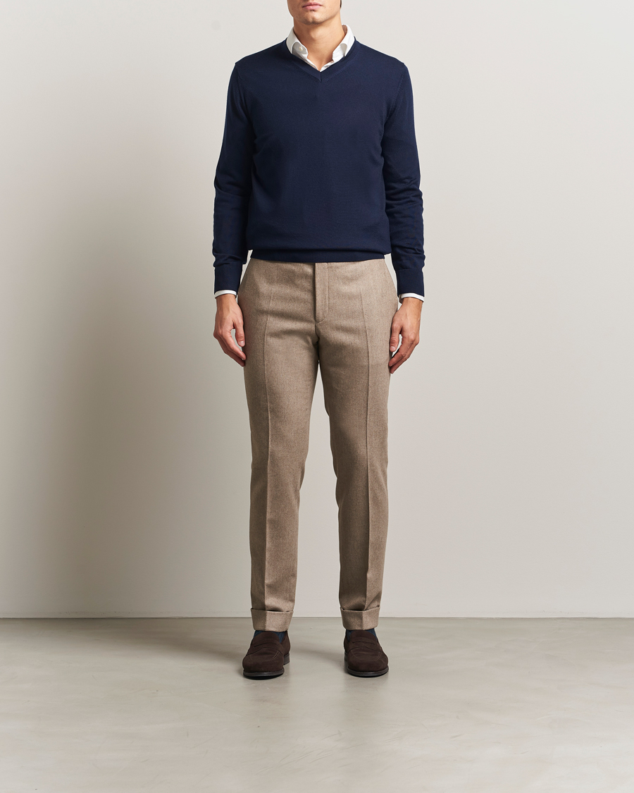 Herre | Trøjer | Charles Tyrwhitt | Pure Merino V-Neck Jumper Navy
