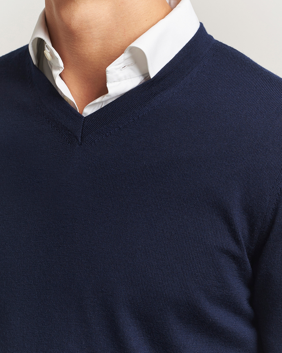 Herre | Trøjer | Charles Tyrwhitt | Pure Merino V-Neck Jumper Navy