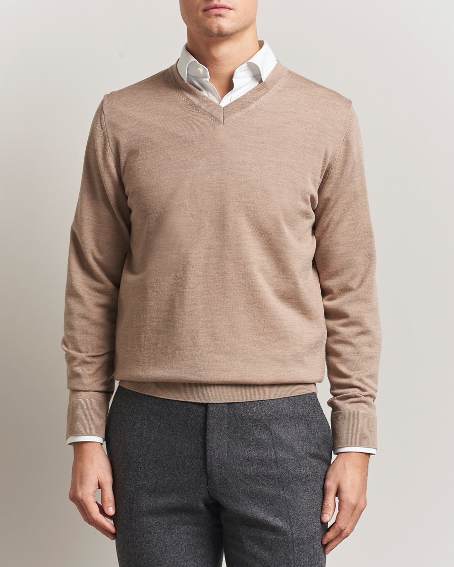 Herre | Trøjer | Charles Tyrwhitt | Pure Merino V-Neck Jumper Oatmeal