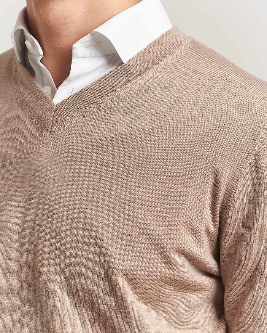 Herre | Trøjer | Charles Tyrwhitt | Pure Merino V-Neck Jumper Oatmeal