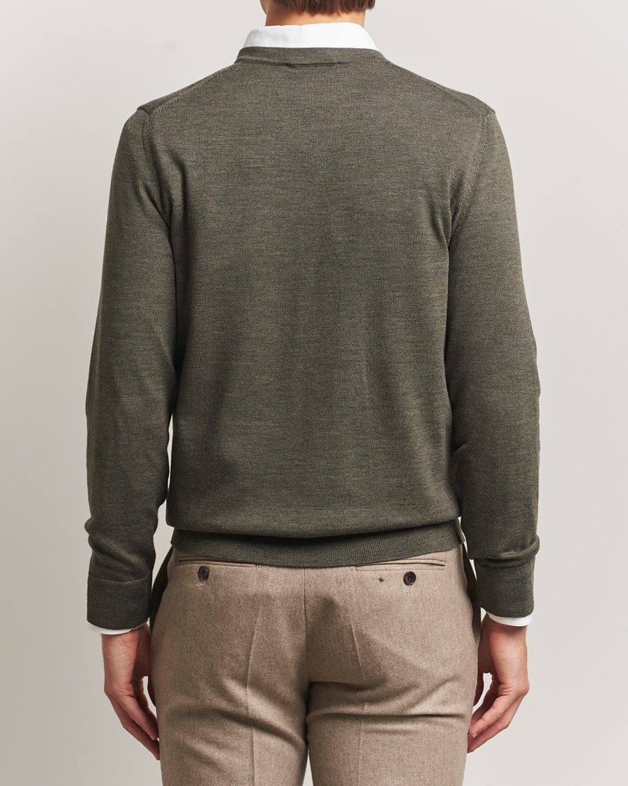 Herre | Trøjer | Charles Tyrwhitt | Pure Merino V-Neck Jumper Olive Green