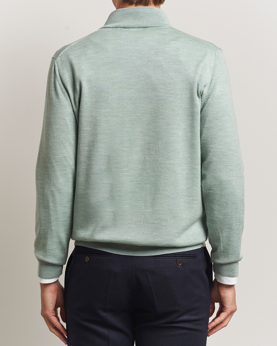 Herre | Trøjer | Charles Tyrwhitt | Pure Merino Zip Neck Jumper Pale Teal Green