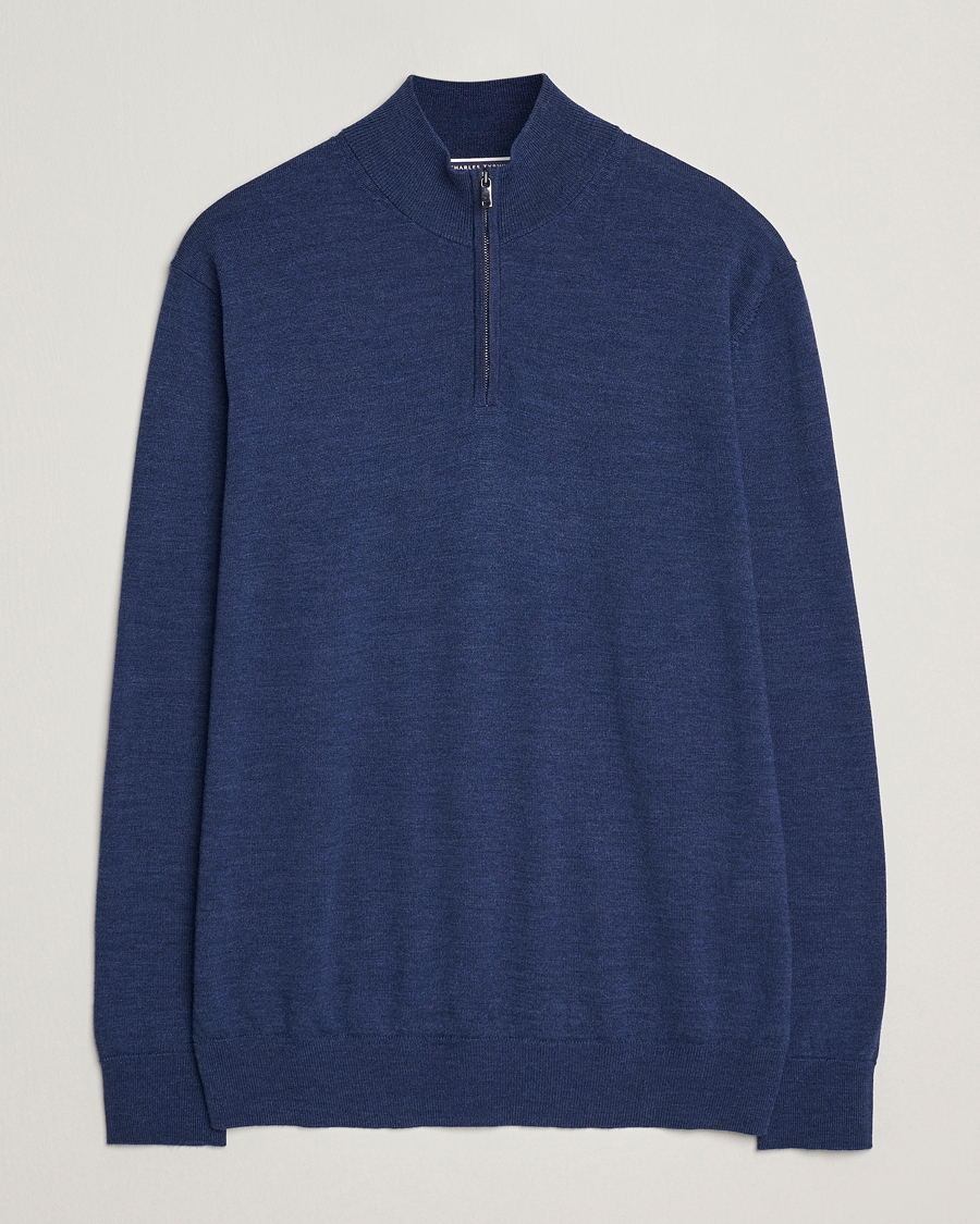 Herre | Trøjer | Charles Tyrwhitt | Pure Merino Zip Neck Jumper Ink Blue