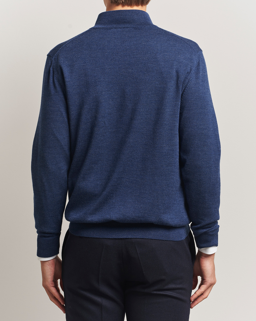 Herre | Trøjer | Charles Tyrwhitt | Pure Merino Zip Neck Jumper Ink Blue