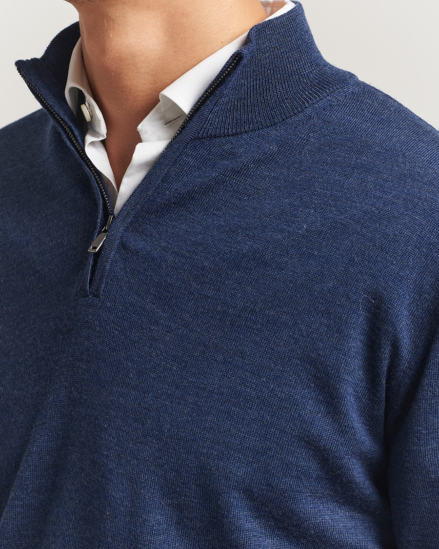 Herre | Trøjer | Charles Tyrwhitt | Pure Merino Zip Neck Jumper Ink Blue