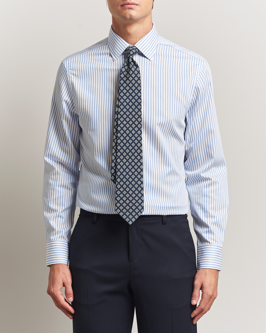 Herre | Skjorter | Charles Tyrwhitt | Slim Fit Non Iron Twill Stripe Shirt Blue
