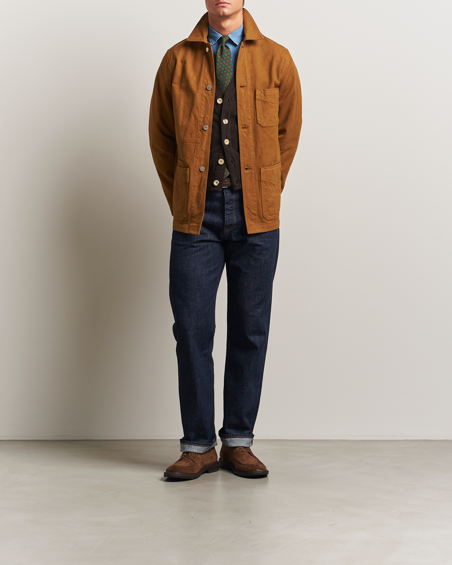 Herre | Jakker | Drake's | Duck Cotton Canvas Chore Coat Tobacco