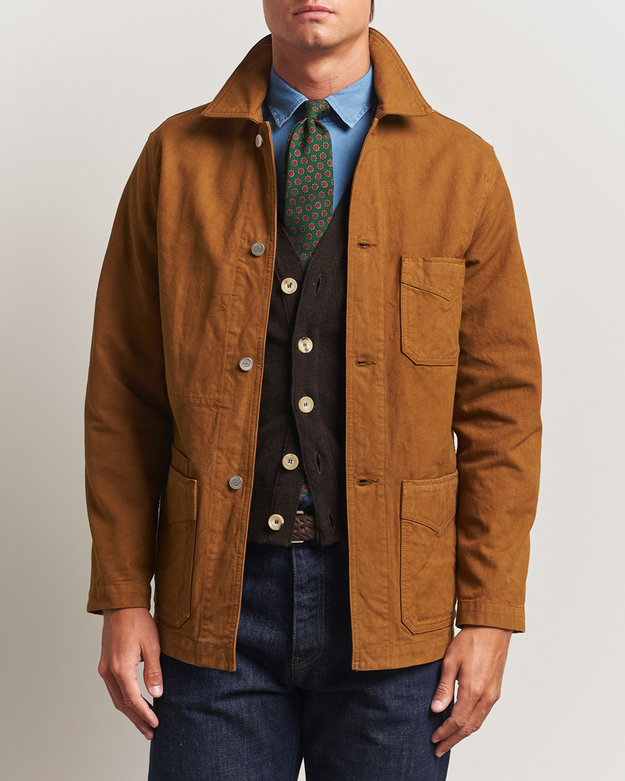 Herre | Jakker | Drake's | Duck Cotton Canvas Chore Coat Tobacco