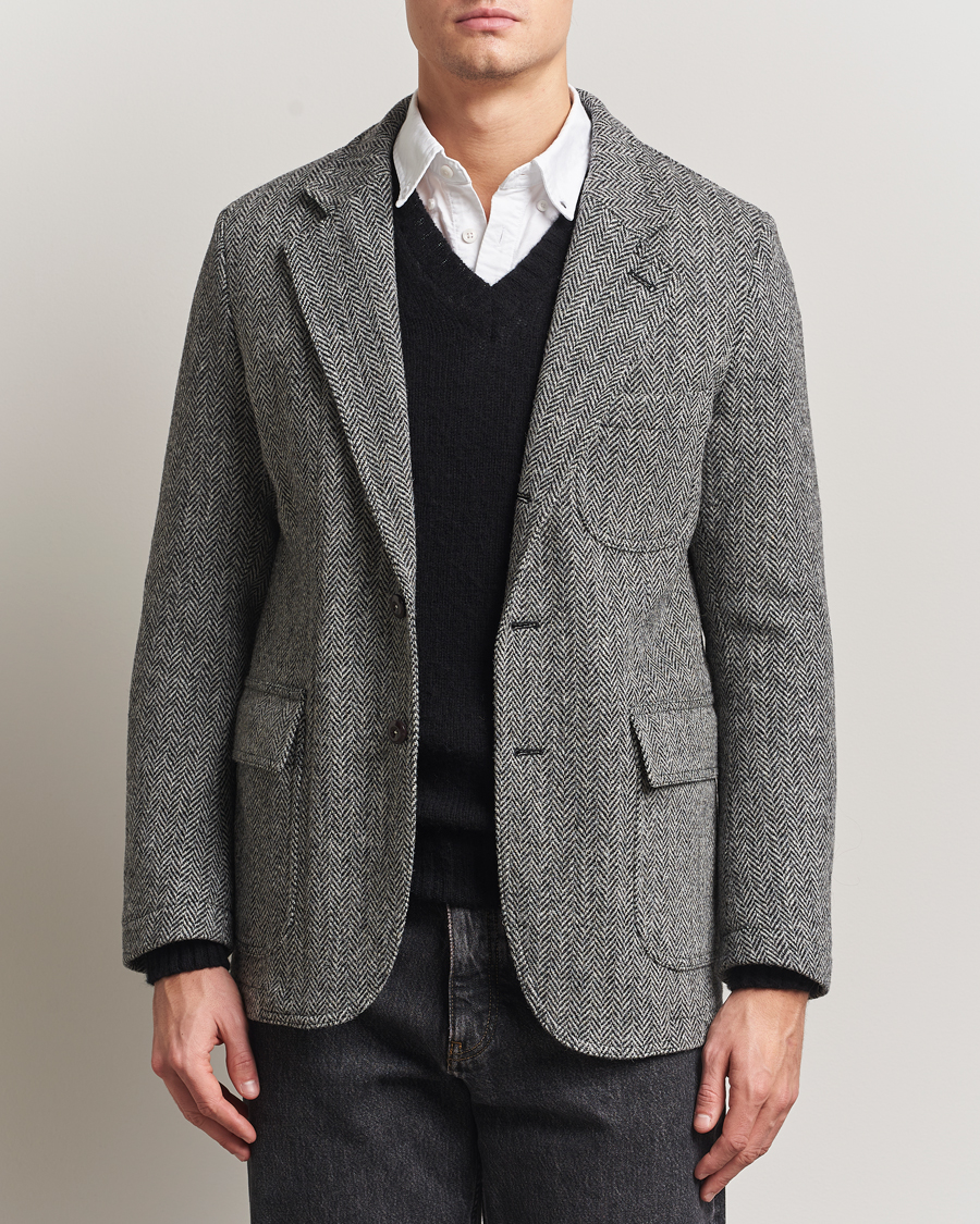 Herre | Blazere & jakker | Drake's | MKVII Wool Herringbone Blazer Grey