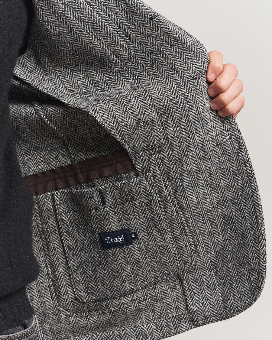 Herre | Blazere & jakker | Drake's | MKVII Wool Herringbone Blazer Grey