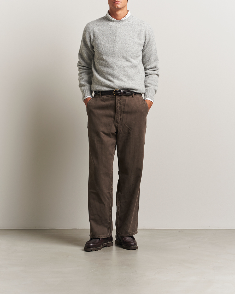 Herre | Trøjer | Drake's | Brushed Shetland Crew Grey