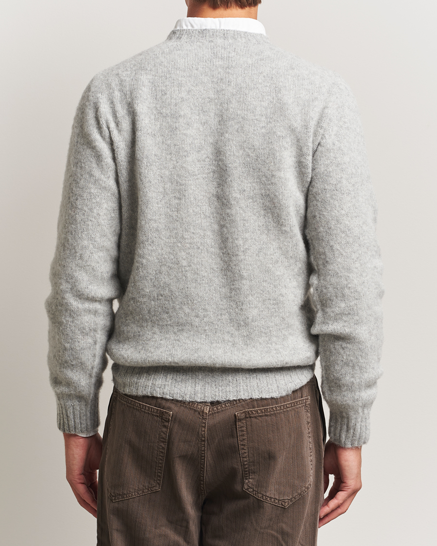 Herre | Trøjer | Drake's | Brushed Shetland Crew Grey