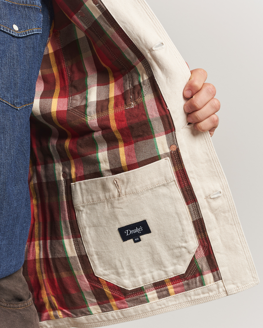 Herre | Jakker | Drake's | Denim Welder Jacket Ecru