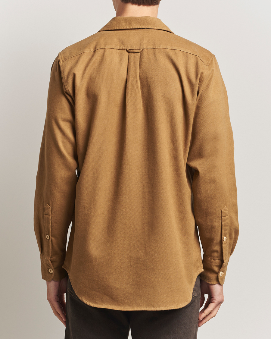 Herre | Skjorter | Drake's | Brushed Twill Camp Collar Shirt Sand