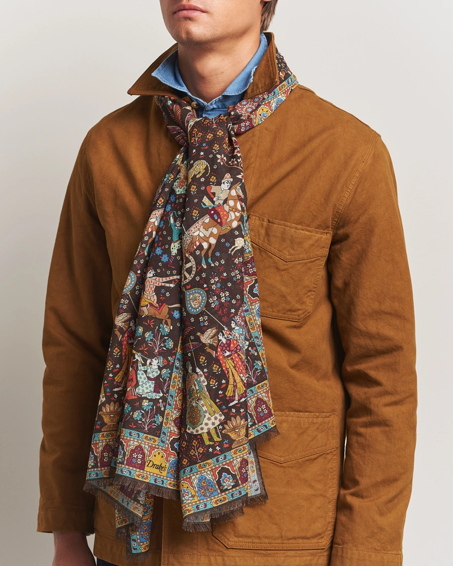Herre | Tørklæde | Drake's | Mogul Garden Scarf Brown