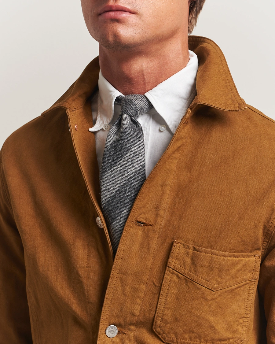 Herre | Slips | Drake's | Dual Stripe Wool Tie Grey