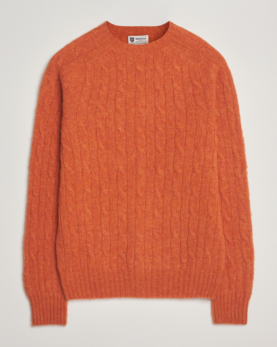 Herre | Trøjer | Morris | Brushed Cable Sweater Orange