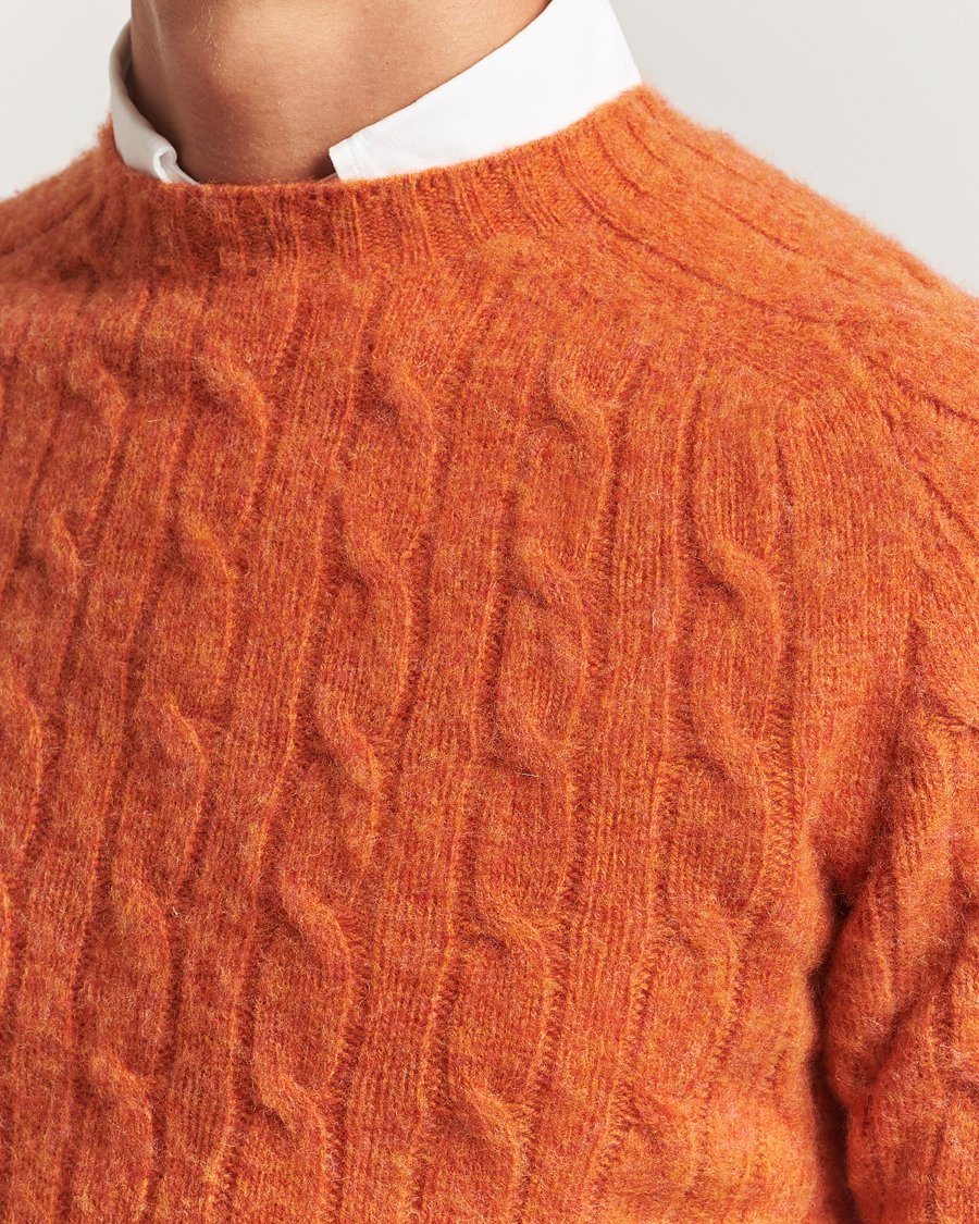 Herre | Trøjer | Morris | Brushed Cable Sweater Orange
