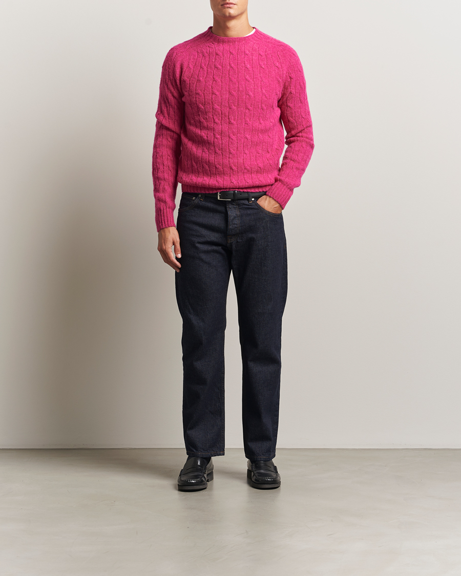 Herre | Trøjer | Morris | Brushed Cable Sweater Pink