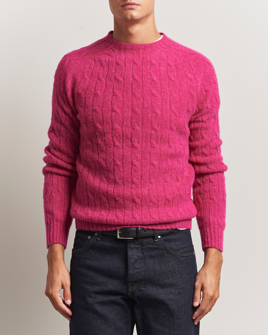 Herre | Trøjer | Morris | Brushed Cable Sweater Pink